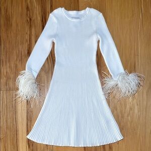 Milly Minis Feather Sleeves Knit Dress Ribbed